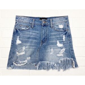 Vervet Ripped Distressed Denim Jean Mini Skirt Blue Size 25